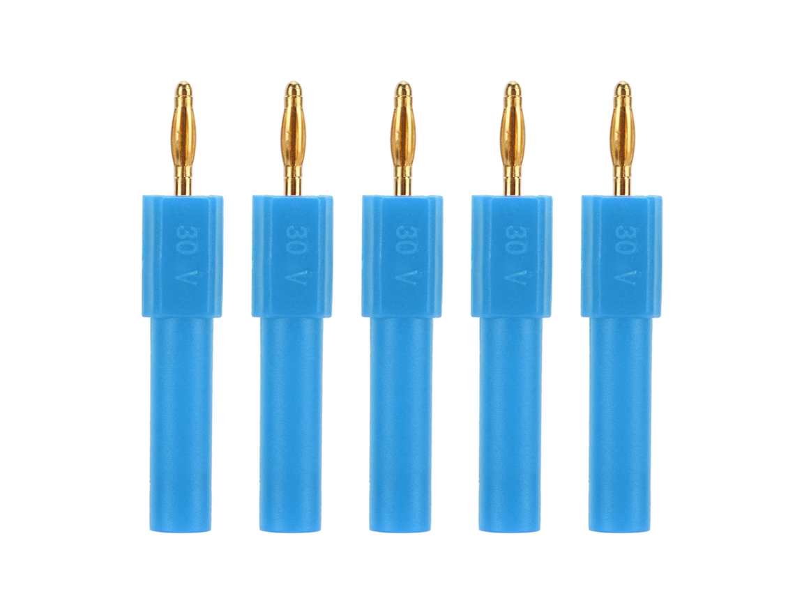 5 Adaptadores De Enchufe Banana De 2 Mm A 4 Mm De Latón Pa De Buena Conductividad, Color Azul.