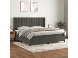 Cama Box Spring Con Colchón Terciopelo Gris Oscuro 200x200 Cm