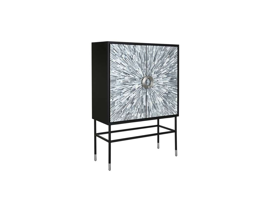 Aparador Hueso Resina Taracea Negro 100x40x140cm