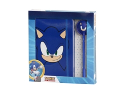 Sega-Sonic Face Caja Regalo con Diario y Bolígrafo Fashion, Azul KARACTERMANIA