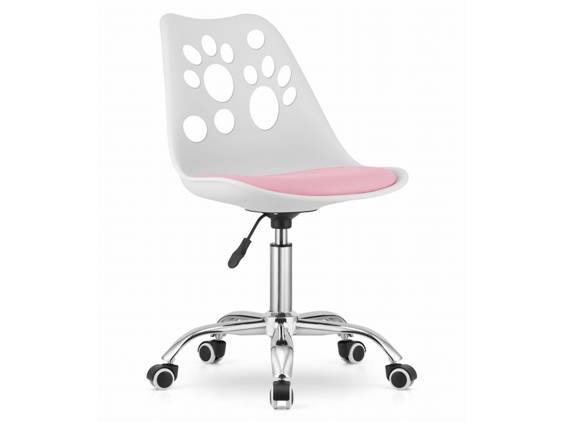 Silla giratoria Leobert con estampado blanco y rosa