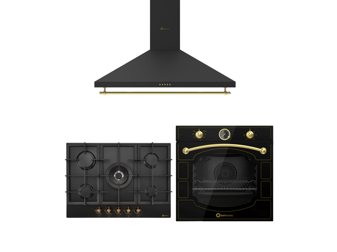 Solthermic® Combo Pack Horno Rústico Placa de Gas Extractor de Aire 90