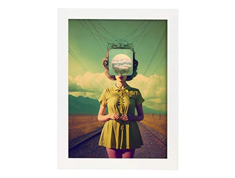 NACNIC Poster Cabeza En Las Nubes En Estilo Surrealismo Cinematográfico Ilustraciones Y Grabados De Historieta Abstracta Y Artística A4 Marcos Blan...