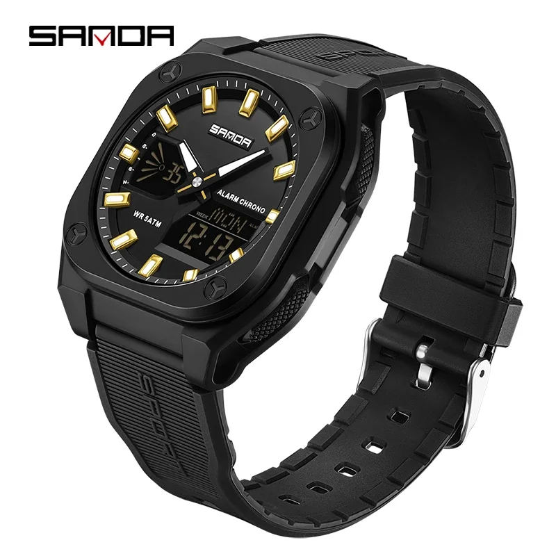 Reloj De Cuarzo Para Hombre (oro Negro), Cronometraje Deportivo Militar, Resistente Al Agua.