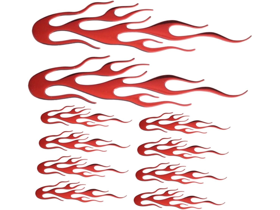 10 Pegatinas Decorativas De Pvc Rojo Con Forma De Llama Para Carrocería De Coche.