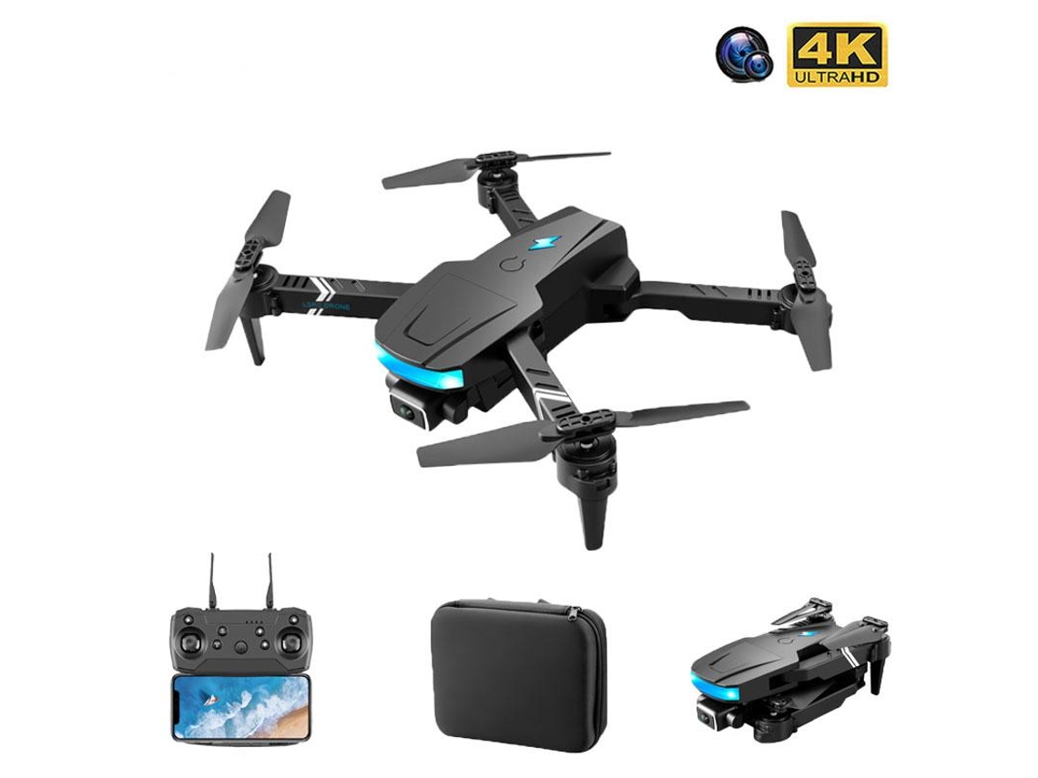 Mini dron de control inalámbrico plegable con cámara dual (batería 2 - Duración de la batería: 10 min - Negro) YIZHOOD