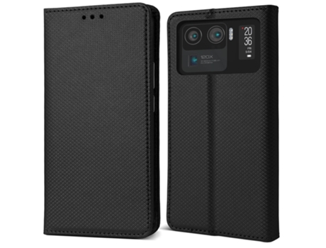 Funda Flip MOOZY para Xiaomi Mi 11 Ultra en negro - Funda tipo cartera magnética inteligente con soporte y compartimentos para tarjetas.