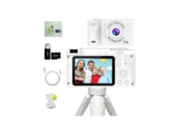 Cámara Digital 4k De 2.4 Pulgadas Con Zoom 8x Cámara Dual Ccd Hd Con Trípode 32 Gb Color Blanco Gertiz