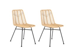 Cadeiras De Jantar Com Trançado De Estilo Boho Beliani Dilley De Rattan Natural 45x60x83