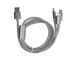 Cable De Carga Rápida Usb Trenzado De Nailon 3 En 1 Para Puertos Ios Type C Micro Usb Gris