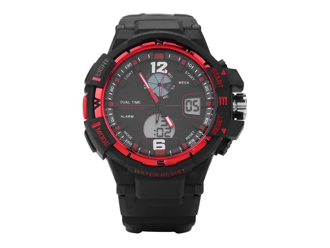 Reloj Deportivo Digital Para Hombre, Resistente Al Agua, Nuevo Diseño, Correa De Pu Roja.