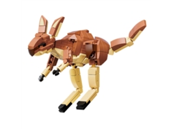 Conjunto de figuras de zorro, canguro y jirafa, bloques de construcción, juguetes educativos para niños, color marrón, Viewleaf