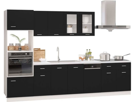 Conjunto 7 de muebles de cocina VIDAXL madera de ingeniería negro