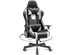 Silla de Juego Ergonómica Silla de Juego de Cuero PU Estilo Carrera Silla de Jugador Giratoria con Respaldo Ajustable y Soporte Lumbar KERDOM