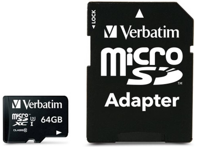 Tarjeta de Memoria Micro SDHC VERBATIM PRO c10/auhs 64GB