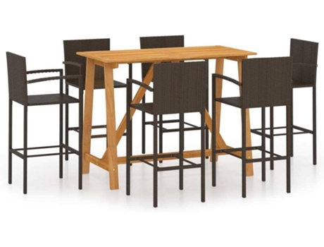 Conjunto 7 Conjunto de bar para jardín VIDAXL marrón