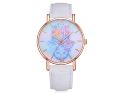 Reloj De Pulsera De Cuarzo Para Mujer En Aleación Con Diamantes De Imitación Y Piel Sintética (blanco)