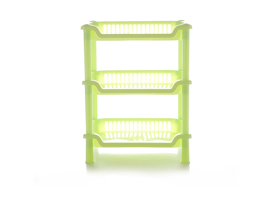 KOFIHETY Estante de Almacenamiento 3 Niveles para Baño o Cocina en Plástico Verde Formato Rectangular
