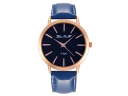 Reloj De Pulsera Unisex De Cuero Pu Moda Quartz Hombre Mujer Azul