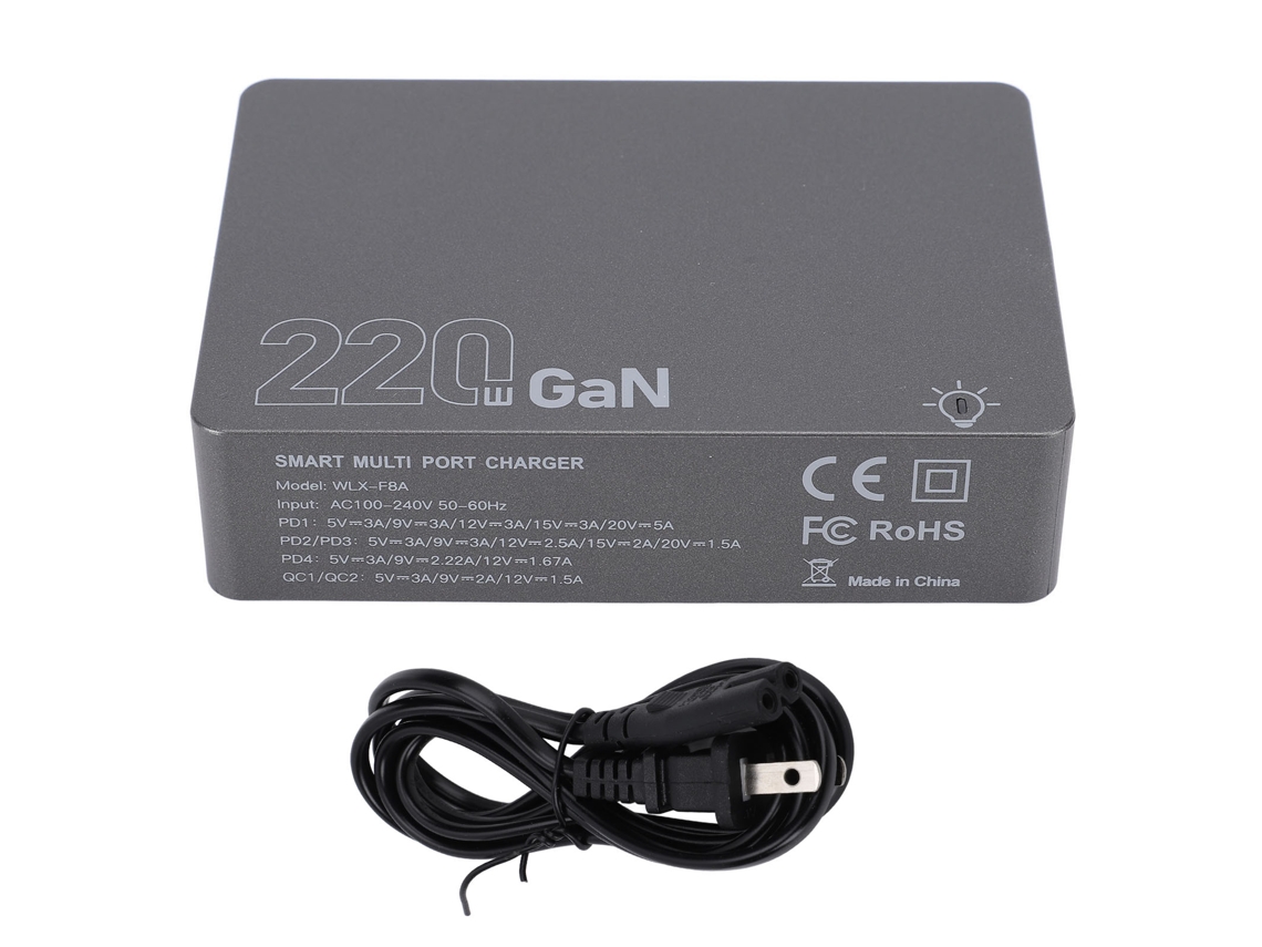 Cargador USB-C con 6 puertos PD, estación de carga de 100 W, concentrador para portátiles, teléfonos móviles y tabletas.