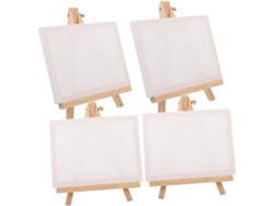 Juego De 4 Lienzos Estirados Sobre Bastidores Para Pintar, Mini Caballetes Para Armar Usted Mismo, Soporte