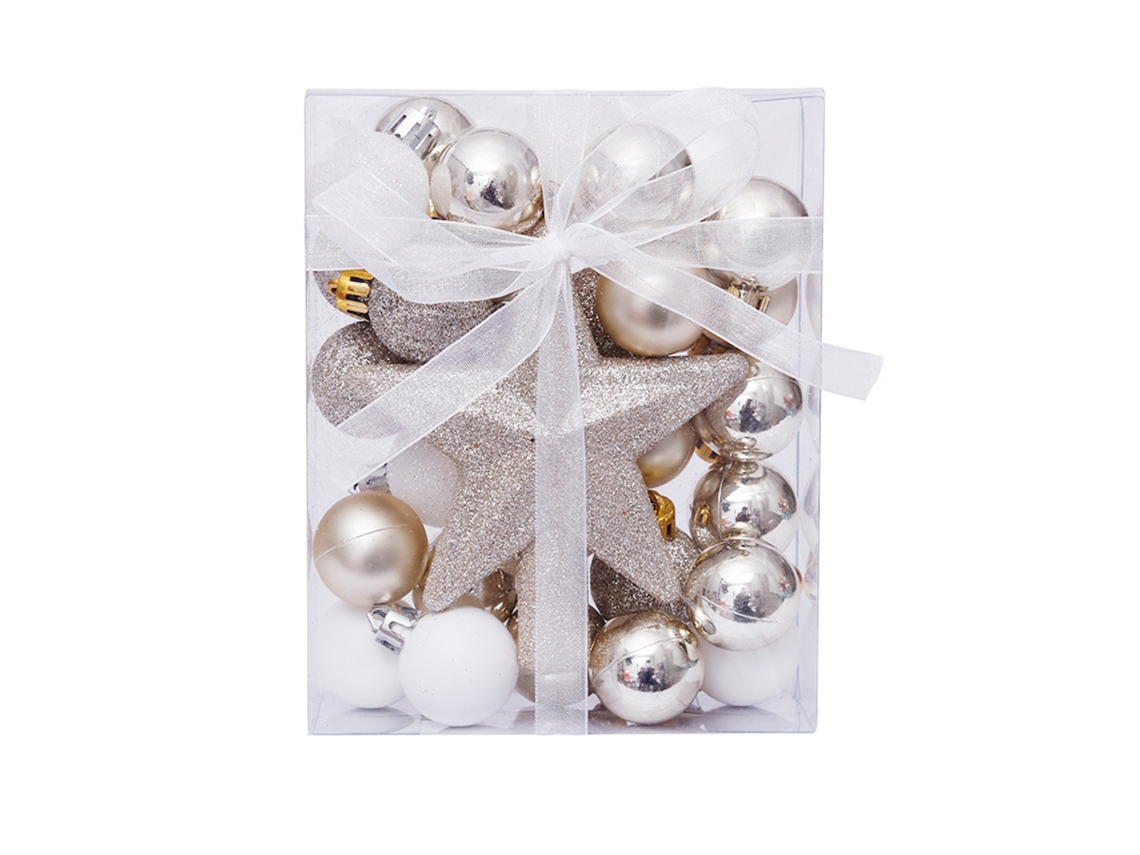 30 bolas de Navidad: decoración de bolas de árbol de Navidad inastillables para decoración de fiesta de Navidad, oro blanco RNEMITERY