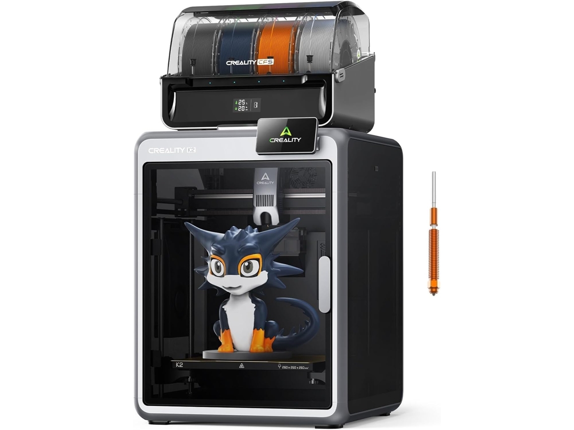 Impressora 3d Creality K2 Combo Com Sistema Cfs Multicor 4 Cores Volume 260x260x260mm Alta Velocidade 600mm/s Nivelamento Automático