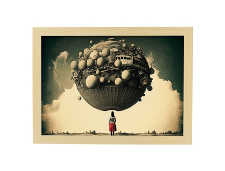 NACNIC Poster Monocromo En Estilo Surrealismo Cinematográfico Ilustraciones Y Grabados De Historieta Abstracta Y Artística A4 Marcos Madera