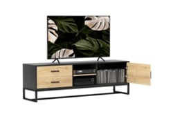 Suporte Para Tv Para Televisores De Até 60 Polegadas, Móvel Para Tv Com Compartimentos Abertos, 2 Gavetas, Madeira Natural.