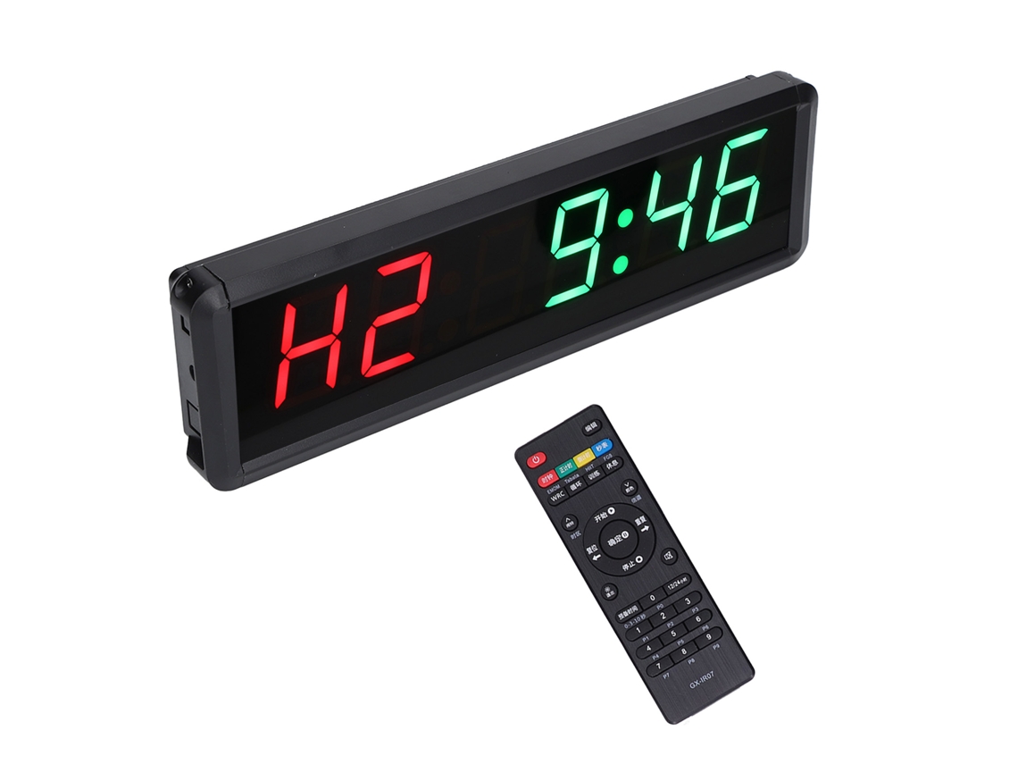 Reloj Temporizador Gimnasio Control Remoto Led 1.8in Cuenta Regresiva 100-240v Para Entrenamiento Plug Eu