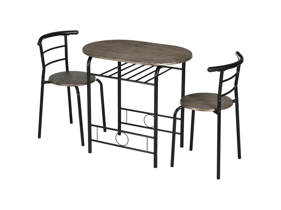 Conjunto Bistro Homcom, 3 Piezas, 1 Mesa, 2 Sillas, 80 Cm X 53 Cm X 74,5 Cm, Negro