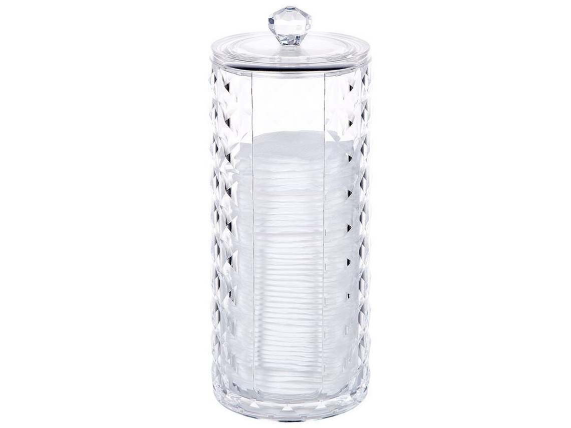 Soporte Acrílico Para Bolas De Algodón Con Diseño De Diamante, Organizador Con Tapa Para Baño.