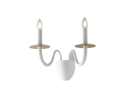 Aplique de pared ARMSTRONG en metal blanco de dos luces con detalles en oro satinado