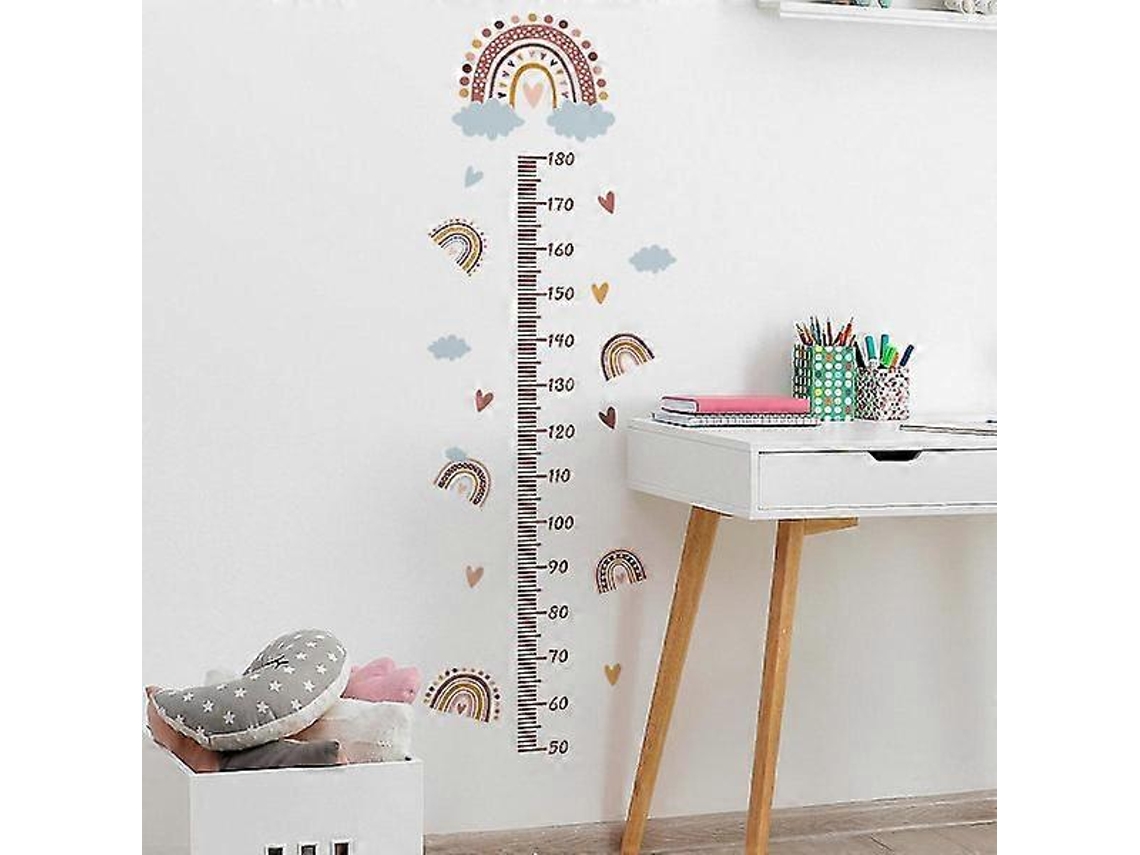 Conjunto de pegatinas de pared con estampado de arcoíris, medidas y decoración de pared.