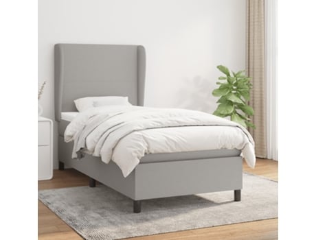 vidaXL Cama con somier y colchón 90x190 cm tela gris claro