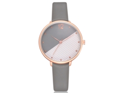 Reloj De Pulsera Analógico De Cuarzo Informal Para Mujer Disu Con Correa De Pu Gris.