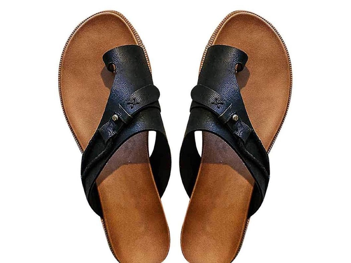 2026-sandalias Ortopédicas Para Mujer Corrección De Hallux Valgus Tacón Plano Zapatos Deslizantes Drt Eu 41 Negro