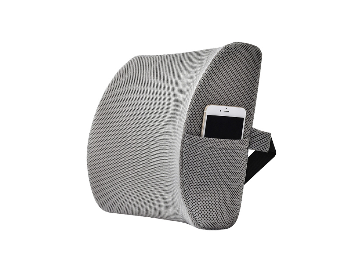 Almohada De Espuma Viscoelástica Transpirable Para Soporte Lumbar, Ideal Para Silla De Coche O De Oficina, Alivia El Dolor Lumbar, Gris Gertiz
