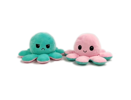 Simulación Suave, Pulpo Relleno Feliz, Triste de Doble Cara, Muñeco de Peluche Tiffany Rosa Claro