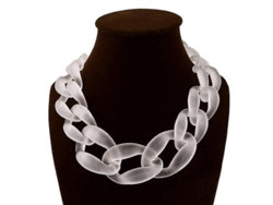 2026-collar Chunky Vintage De Resina Acrílica Colgante Statement Bib Cadena Colgante 45cm Blanco