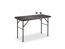 Relaxdays Mesa Plegable Jardín Y Terraza Con Forma Rectangular, Plástico Y Metal, Marrón, 74 X 120 X 60 Cm