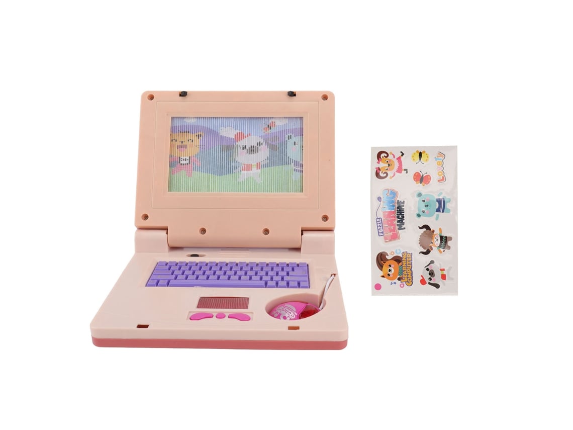 Ats-laptop Educatsivo Para Niños Con Led Y Música Ratsón Retráctil Juguete De Desarrollo Cognitivo Morado