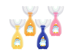 Cepillo De Dientes En Forma De U Para Niños, Manual, 4 Piezas, Blanco, Con Masaje, Limpieza Bucal Completa.