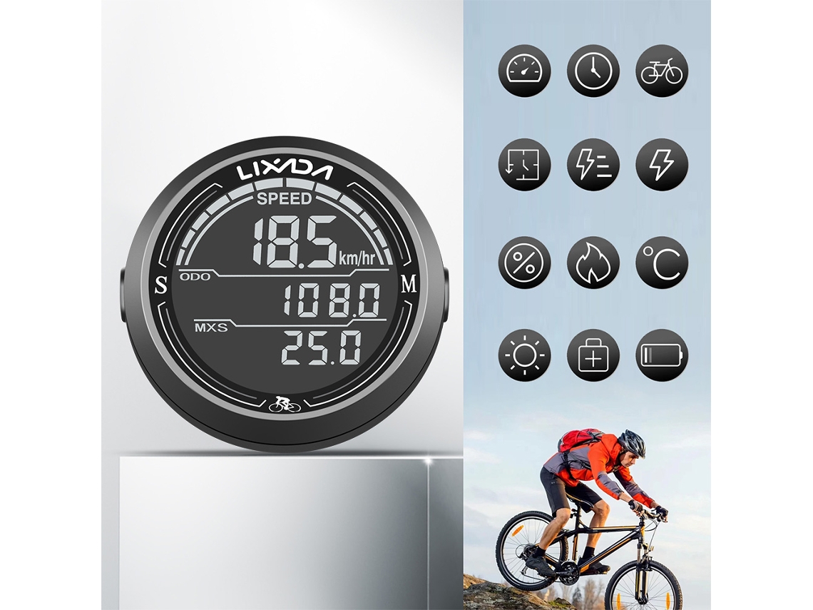 Velocímetro Para Bicicleta Con Retroiluminación, Resistente Al Agua Ip67, Ciclocomputador Multifuncional, Odómetro Lcd.