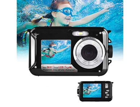 Cámara Digital SLOWMOOSE con Pantalla Doble de 2,7 Pulgadas Tft-24MP FHD 1920 * 1080 y Zoom Digital 16X Negro
