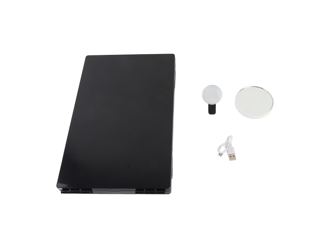 Espejo Triple Con Led Y Lupa De 10 Aumentos, Ángulo De 360 Grados, Herramienta Para Cortar Y Peinar El Cabello.