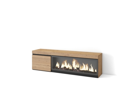 Mueble TV, Televisión, 160, Para TV hasta 65, Chimenea eléctrica XXL, Roble SKRAUT HOME