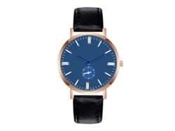 Reloj De Pulsera Para Hombre De Cuarzo Con Correa De Cuero Pu, Dial Redondo, Moda (negro)