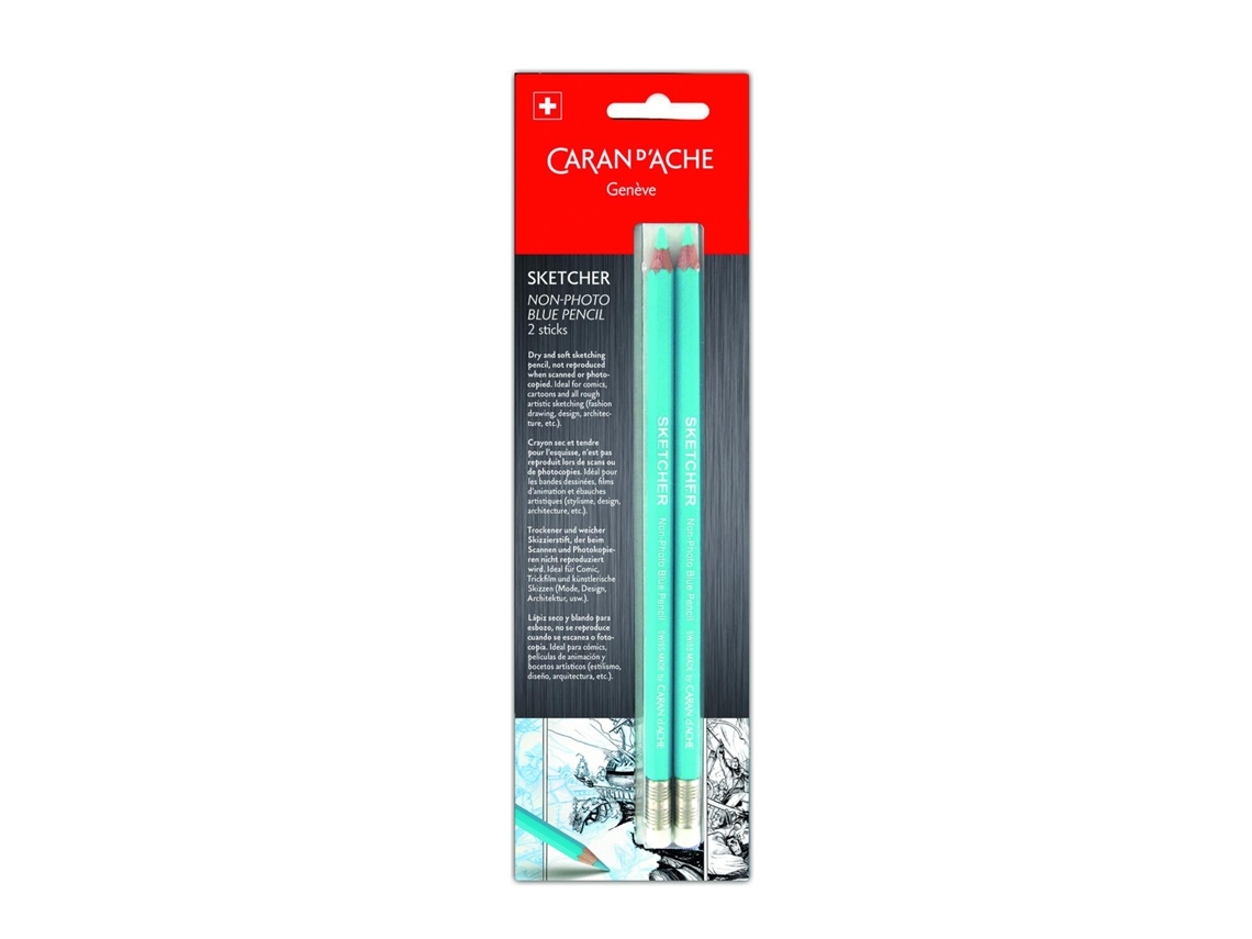 CARAN D'ACHE Sketcher Non Photo - Lápiz azul para ilustración Pack 2