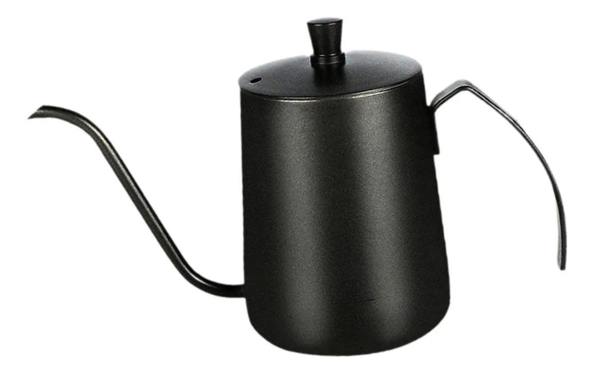 Tetera con mango ergonómico para servir café.
